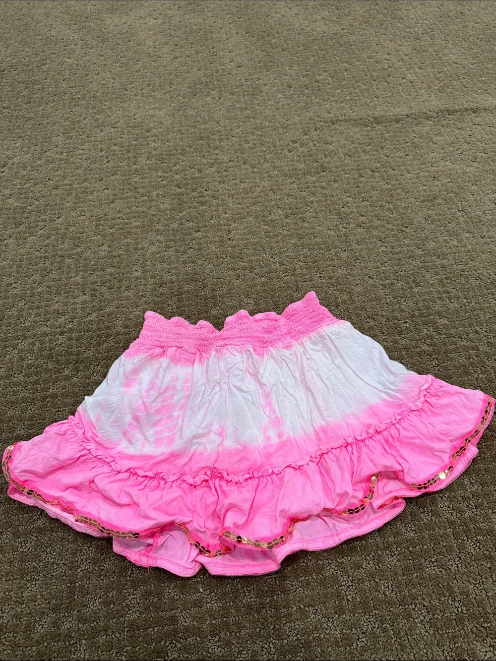 Justice Girls Pink and White Ruffled Skirt with built in shorts